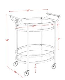 ACME Lakelyn Serving Cart, Rose Gold & Clear Glass 98192