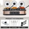 4.5 QT Bronze Color Triple Glass Lid PP Ceramics Stainless Steels Small Crock Pot 3 Crockpot Buffet Slow Cooker For Kitchen