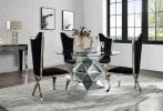 Black and Stainless Steel Side Chair with X-Shaped Back Leg (Set of 2)