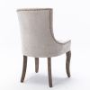 Furniture; Ultra Side Dining Chair;  Thickened fabric chairs with neutrally toned solid wood legs;  Bronze nail head;  Set of 2